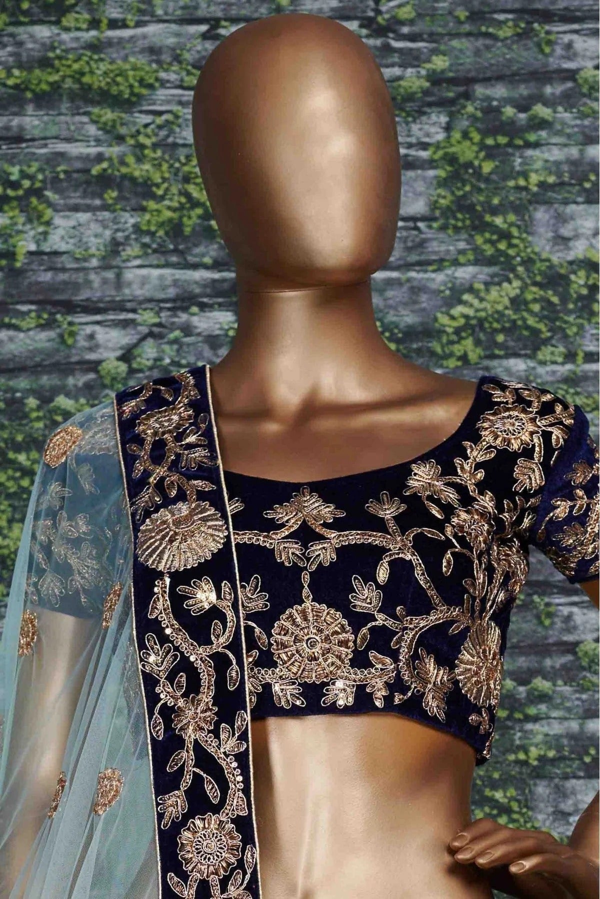 Blue Colour Velvet and Silk Lehenga Choli LC1010039 C