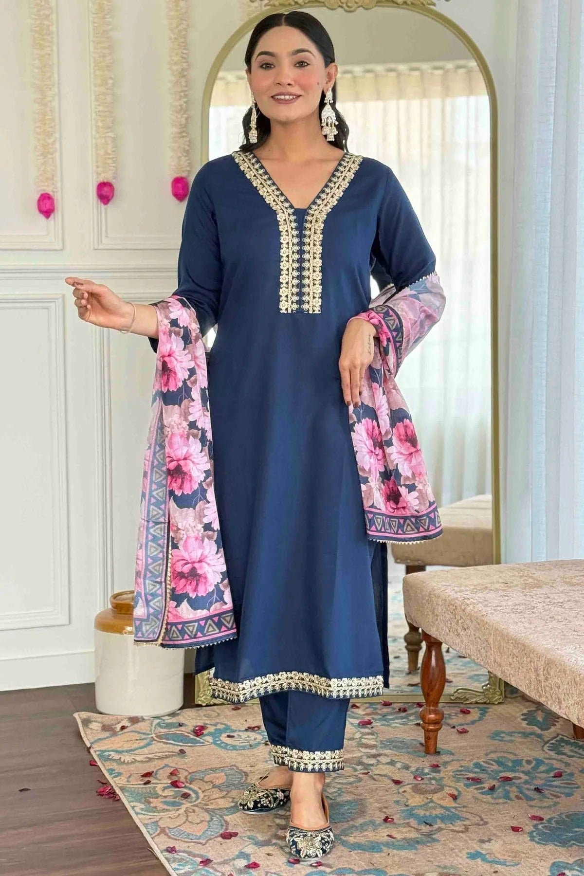Blue Colour Viscose Slub Stitched Suit SS1112887