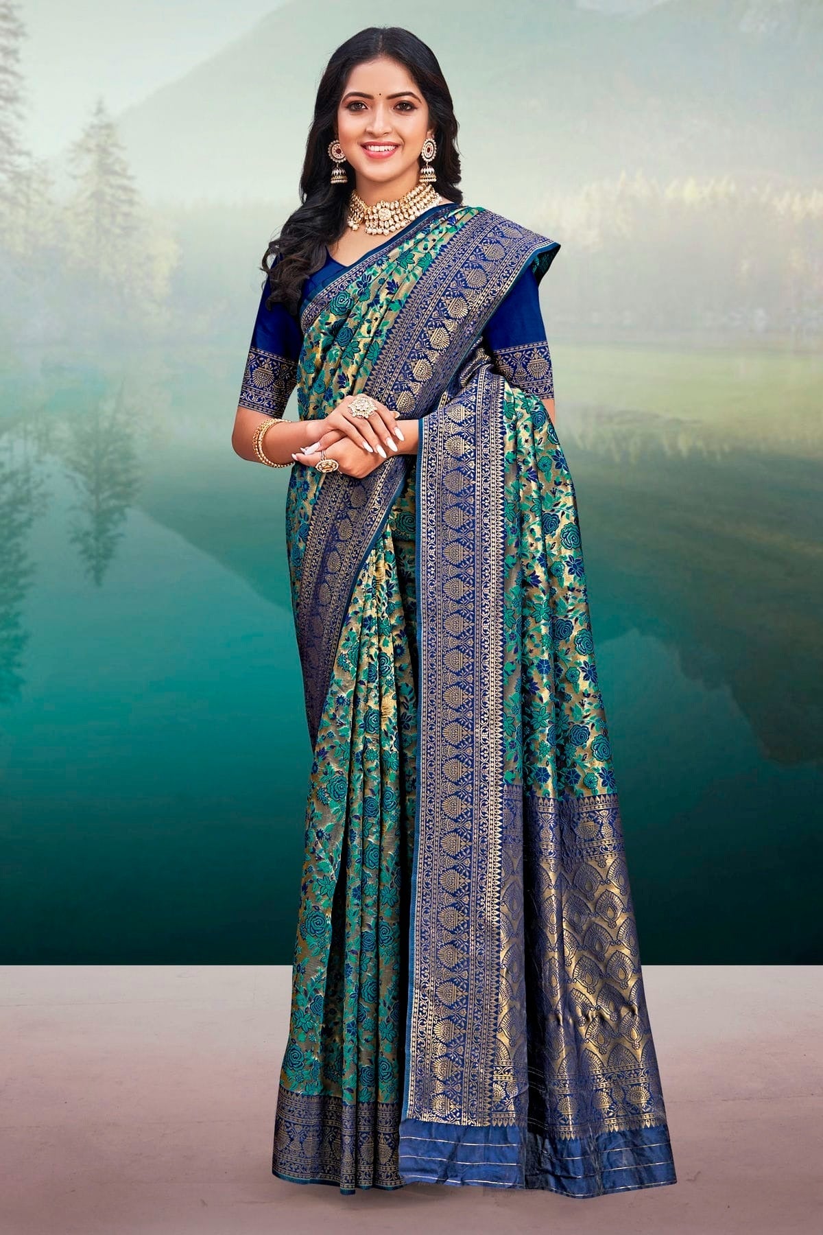 Blue Colour Woven Work Banarasi Silk Saree SD1101395