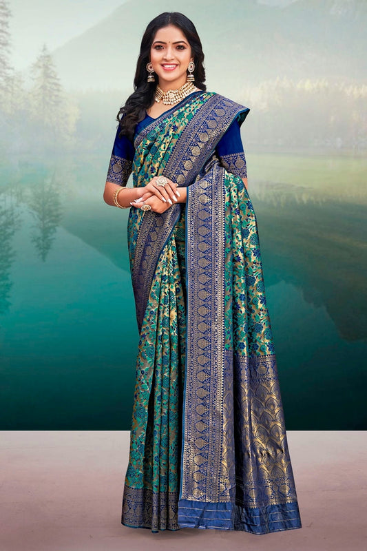Blue Colour Woven Work Banarasi Silk Saree SD1101395