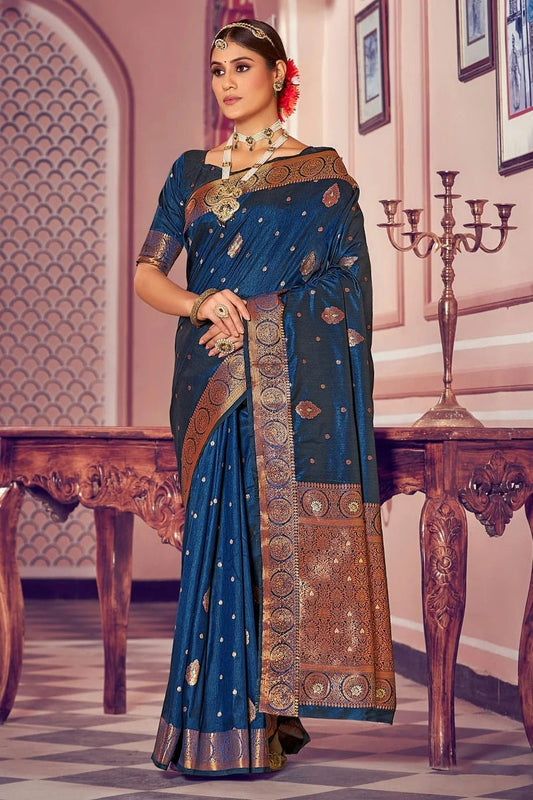 Blue Colour Woven Work Banarasi Silk Saree SD1101400