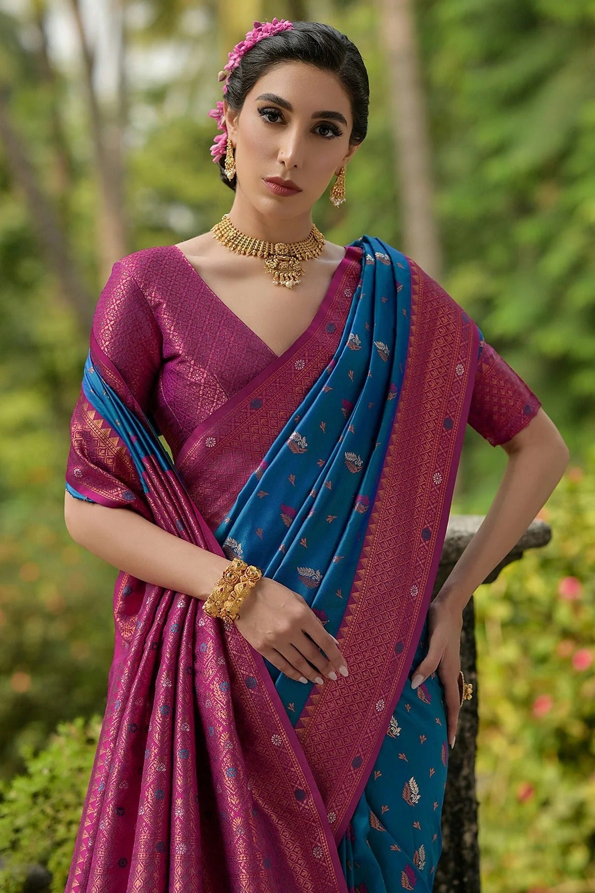 Blue Colour Woven Work Banarasi Silk Saree SD1260014 B