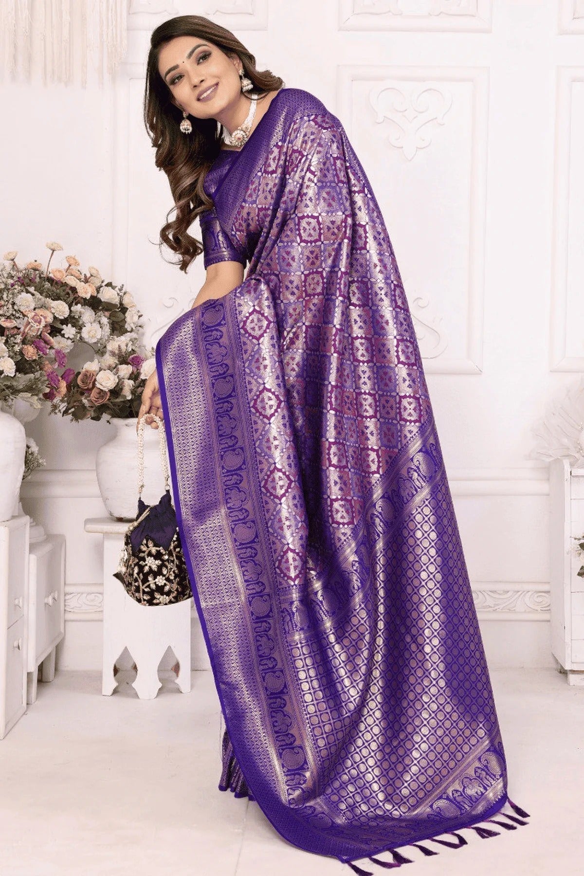 Blue Colour Woven Work Banarasi Silk Traditional Saree SD1250242 A