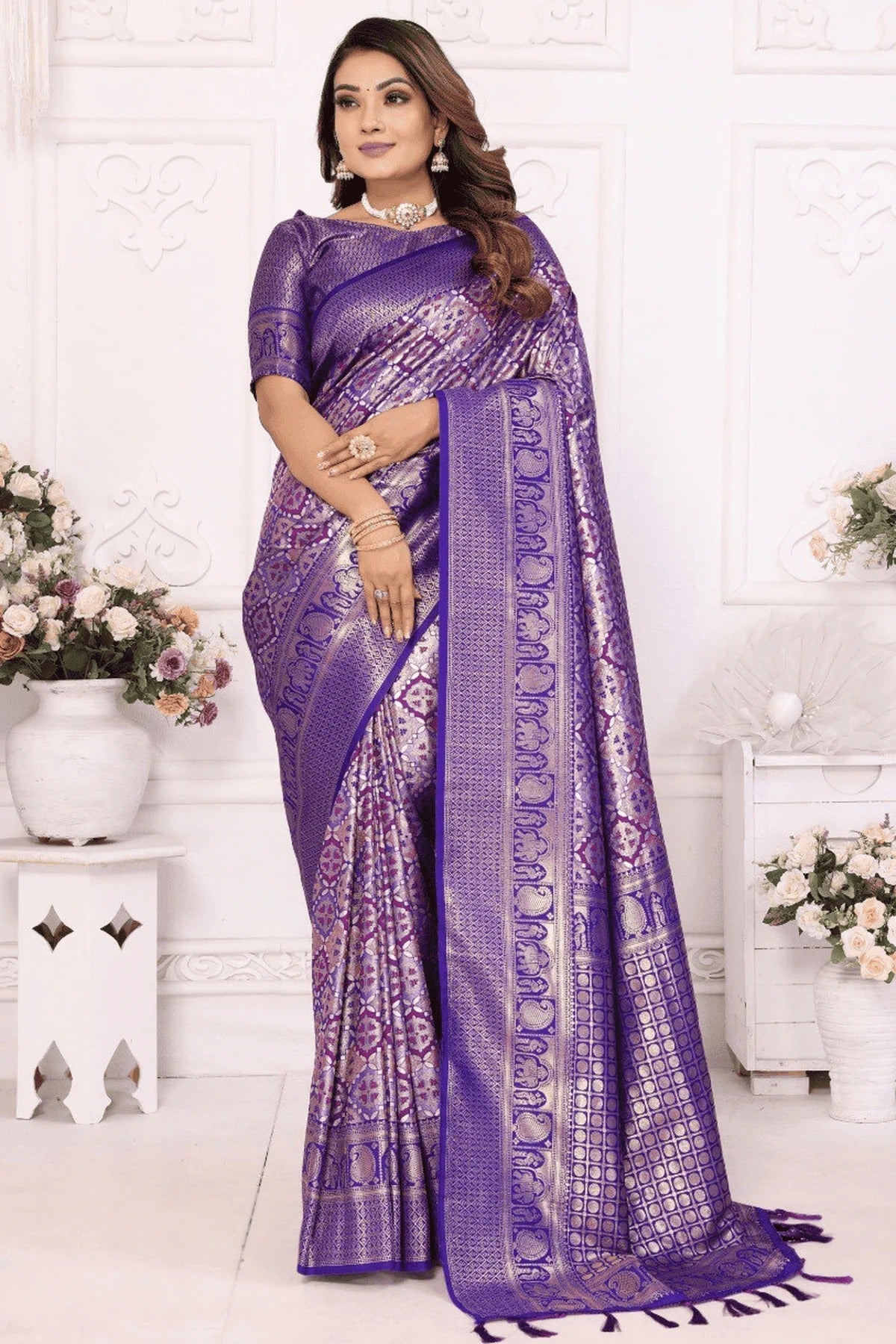 Blue Colour Woven Work Banarasi Silk Traditional Saree SD1250242