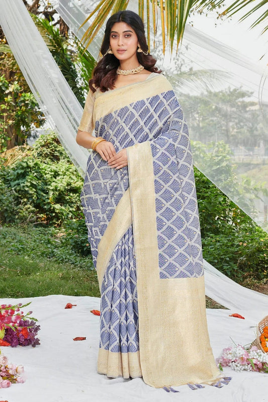 Blue Colour Woven Work Cotton Saree SD1101900