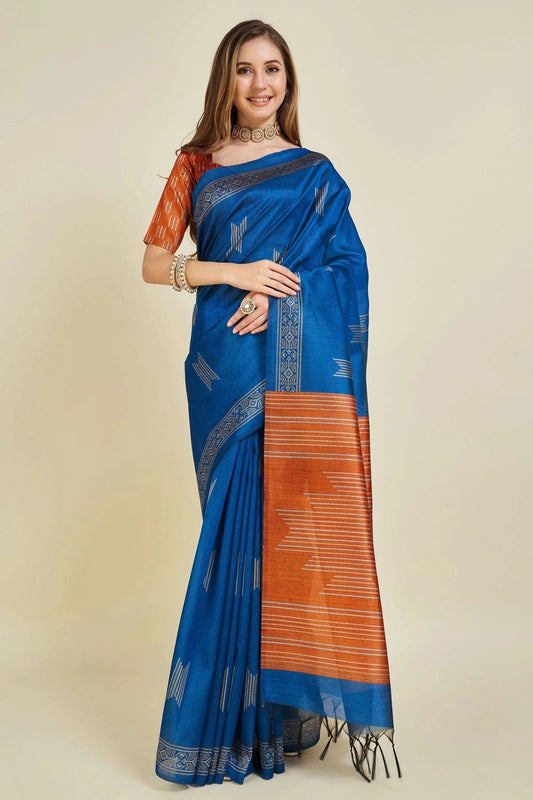 Blue Colour Woven Work Sofi Silk Saree SD1101887