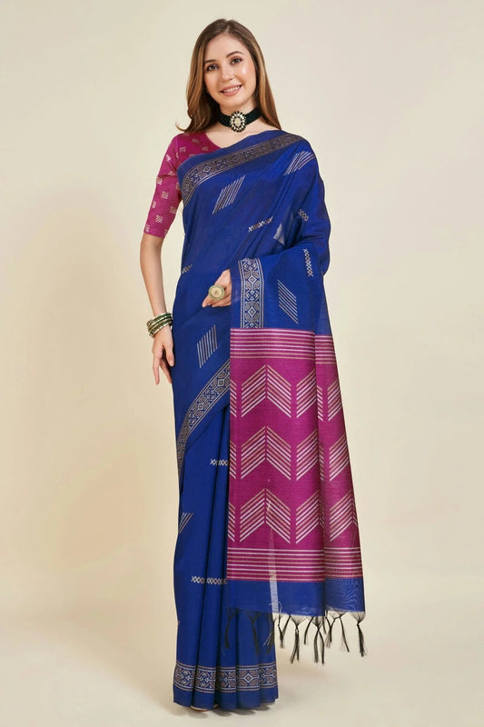 Blue Colour Woven Work Sofi Silk Saree SD1101890