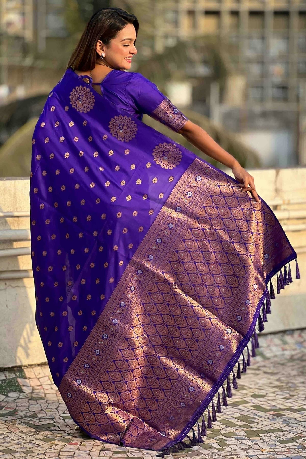 Blue Colour Zari Work Moonga Silk Traditional Sarees SD1113343 A