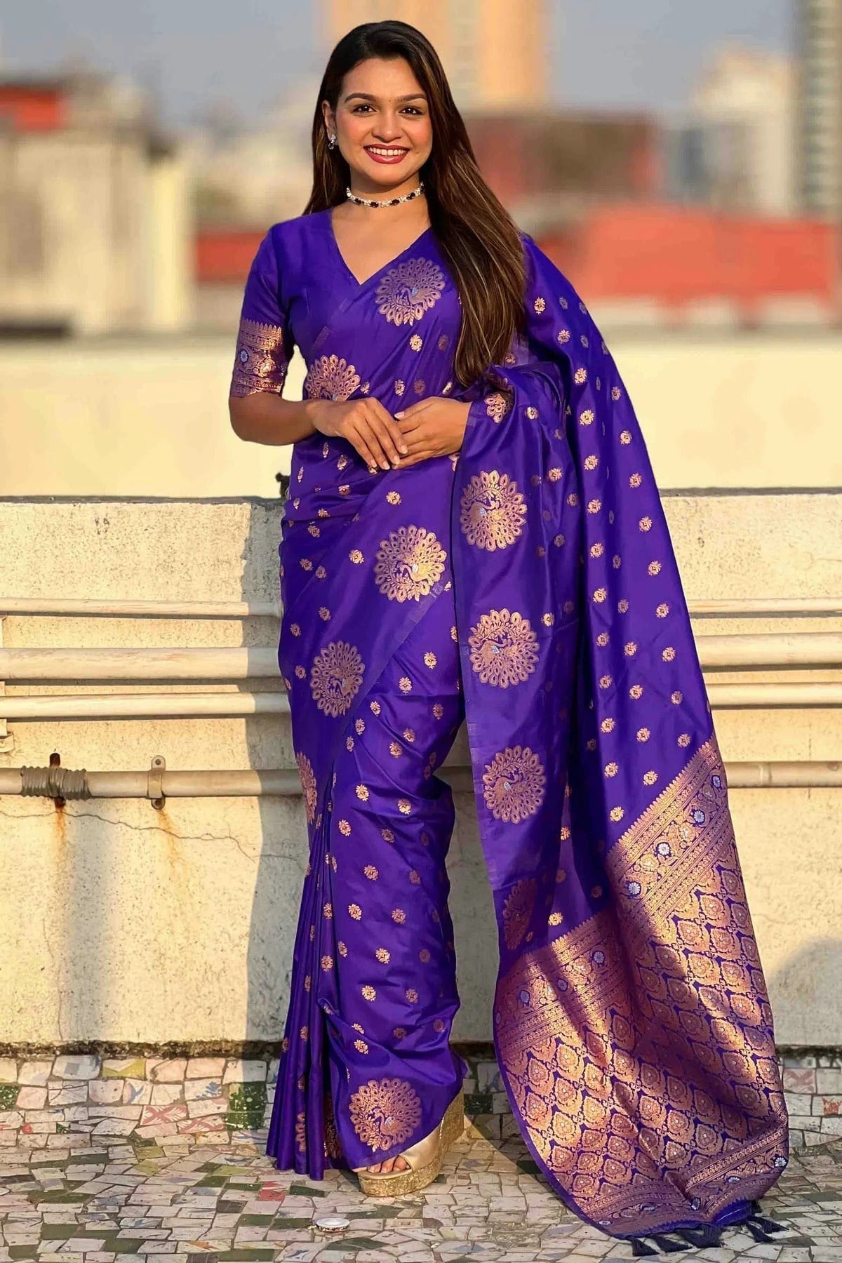 Blue Colour Zari Work Moonga Silk Traditional Sarees SD1113343