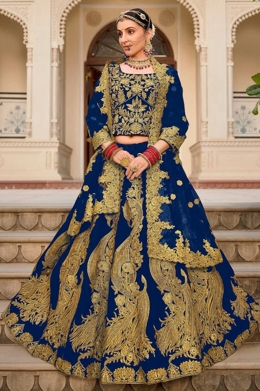 Blue Embroidery 9000 Velvet Lehenga Choli LC1290118