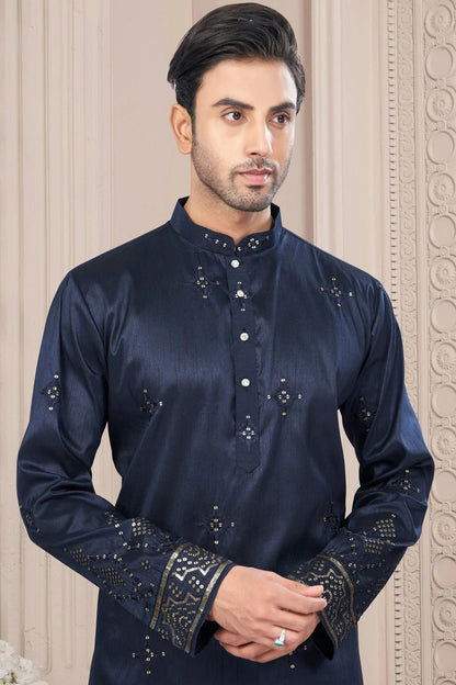 Blue Pure Silk Kurta Pajama KP1040700 A