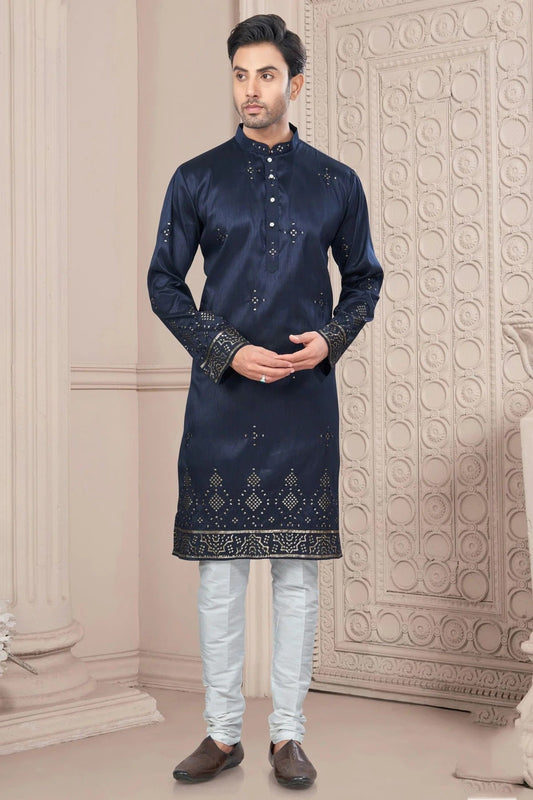 Blue Pure Silk Kurta Pajama KP1040700