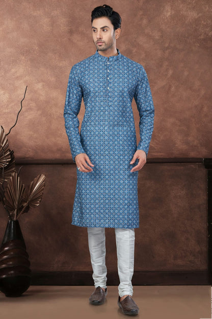 Blue Soft Rayon Kurta Pajama KP1040683