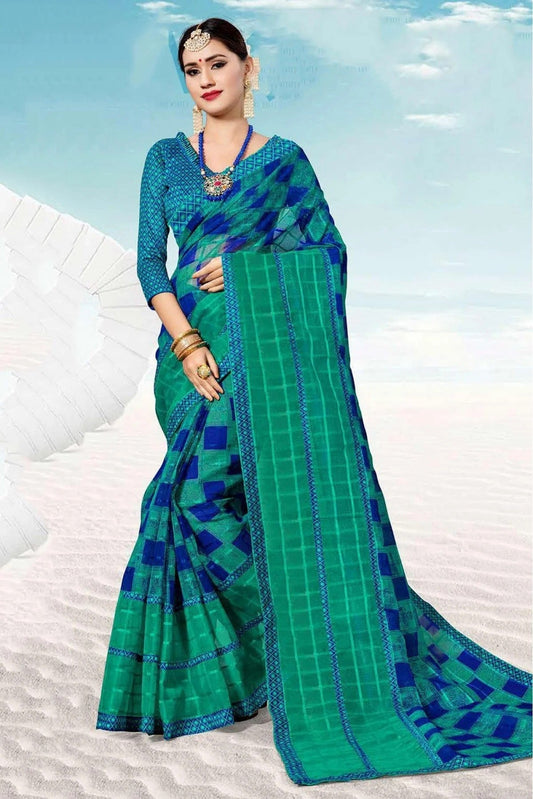 Blue and Green Colour Kota Traditional Saree SD1100739
