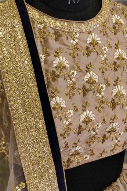 Blue and Off White Colour Art Silk and Banglori Silk Lehenga Choli LC1010004 C