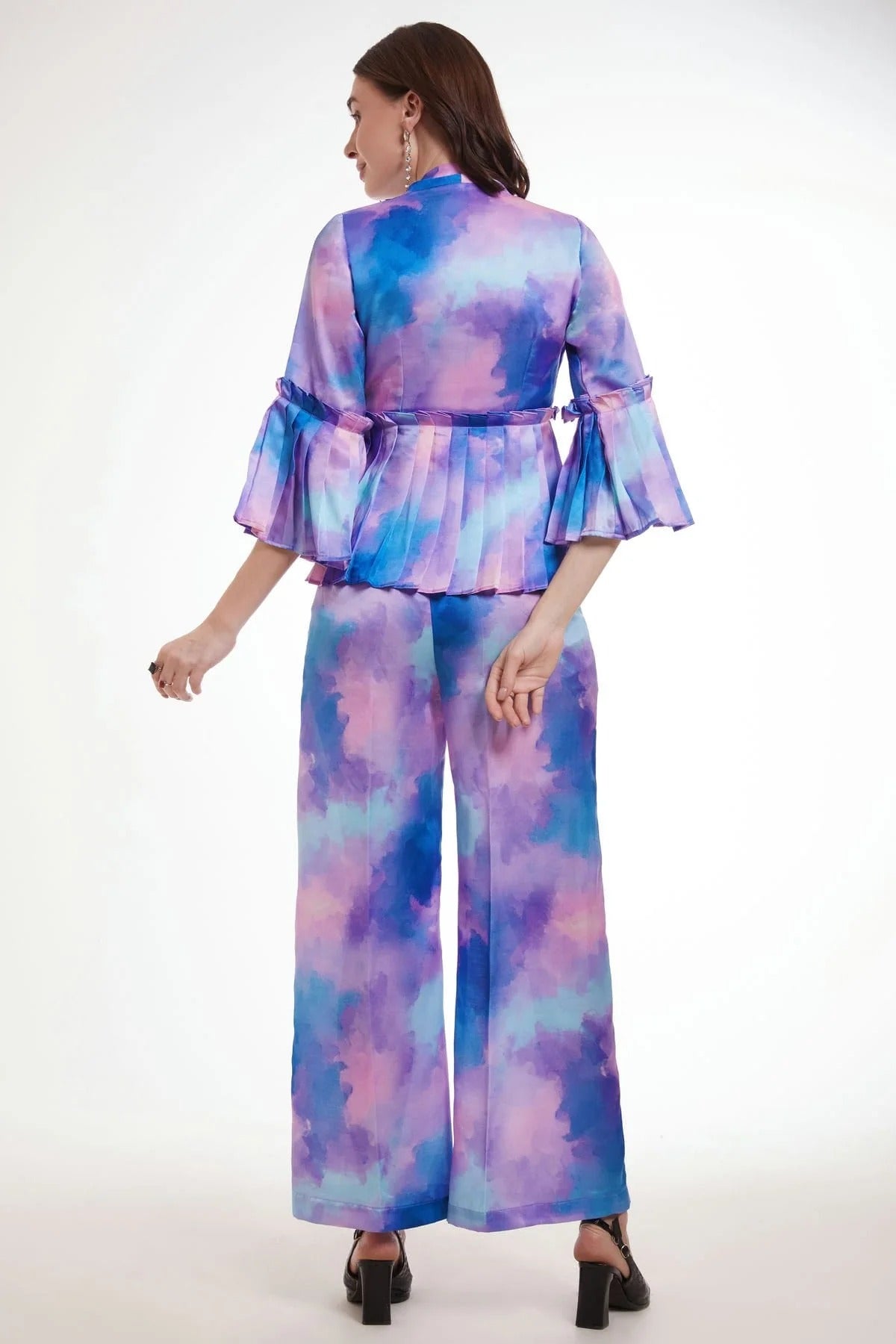 Blue and Pink Colour Modal Satin Top and Bottom TP1080919 A