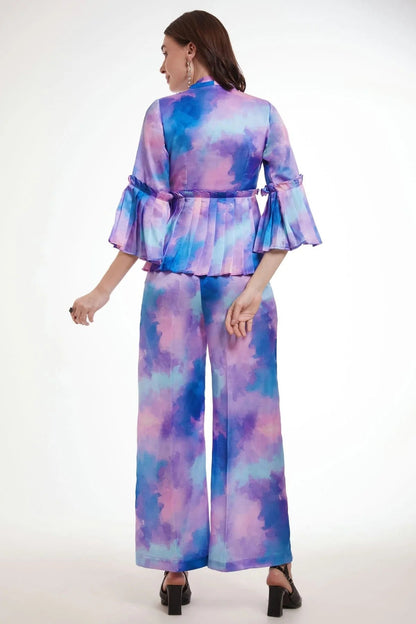 Blue and Pink Colour Modal Satin Top and Bottom TP1080919 A