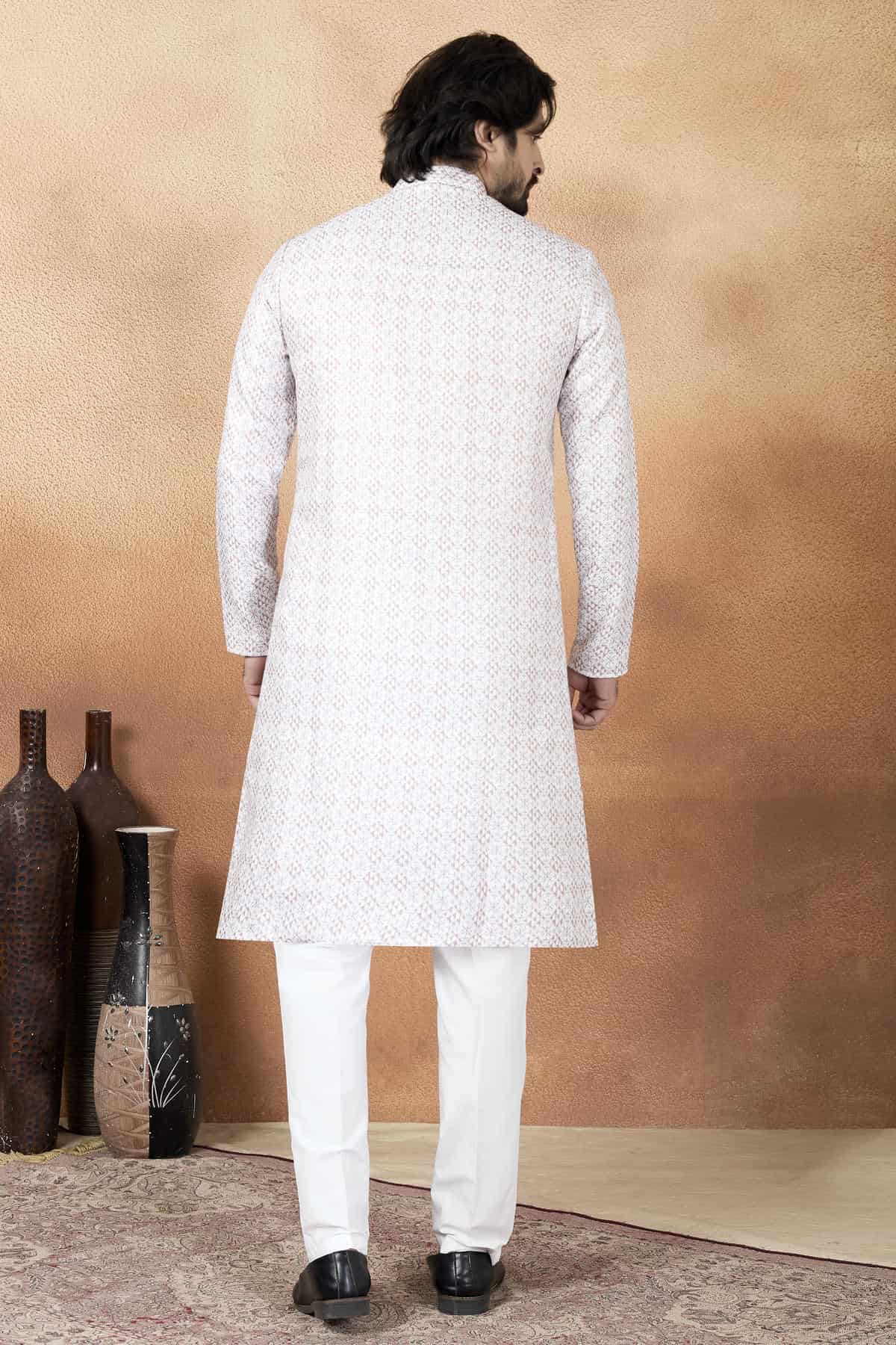 Brown Colour Art Silk Digital Print Work Kurta Pajama