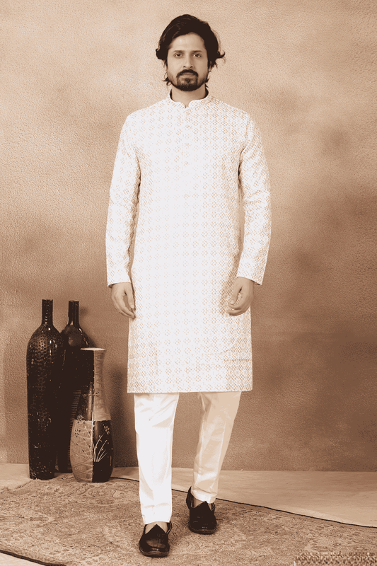 Brown Colour Art Silk Digital Print Work Kurta Pajama