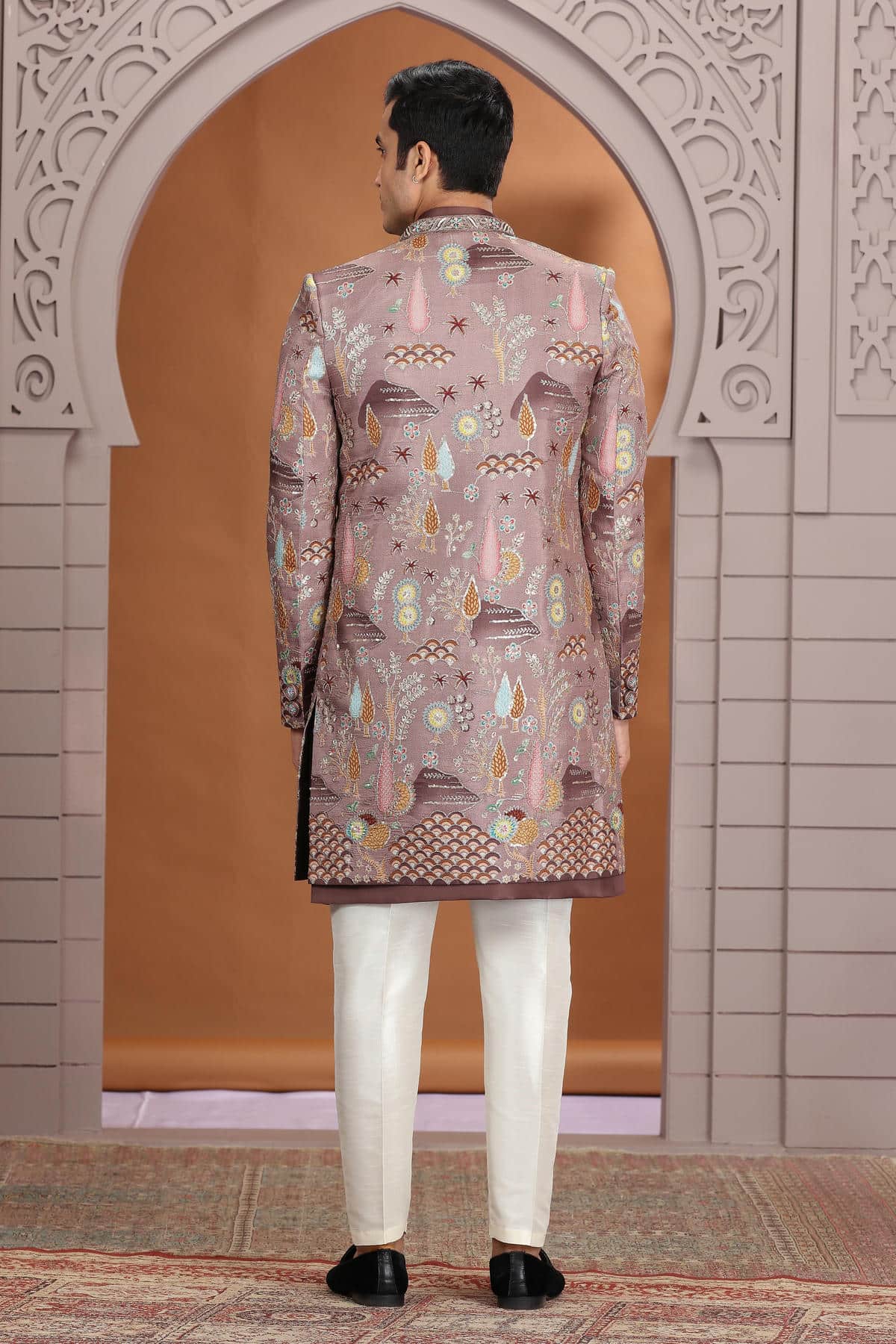 Brown Colour Art Silk Embroidery 3 Pcs Indo Western