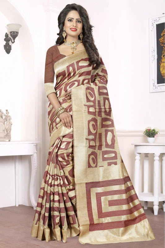Brown Colour Banarasi Art Silk Woven Saree SD1120167