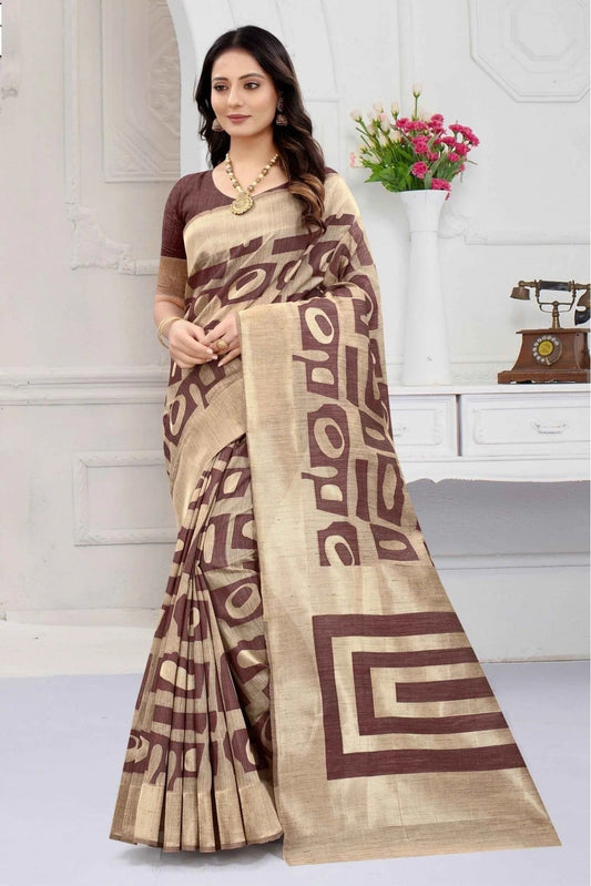 Brown Colour Banarasi Art Silk Woven Saree SD1120861