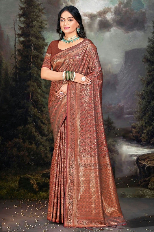Brown Colour Banarasi Silk Traditional Saree SD1102380