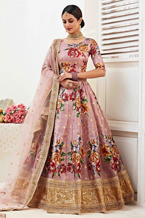 Brown Colour Banglori Satin Designer Lehenga Choli LC1240029