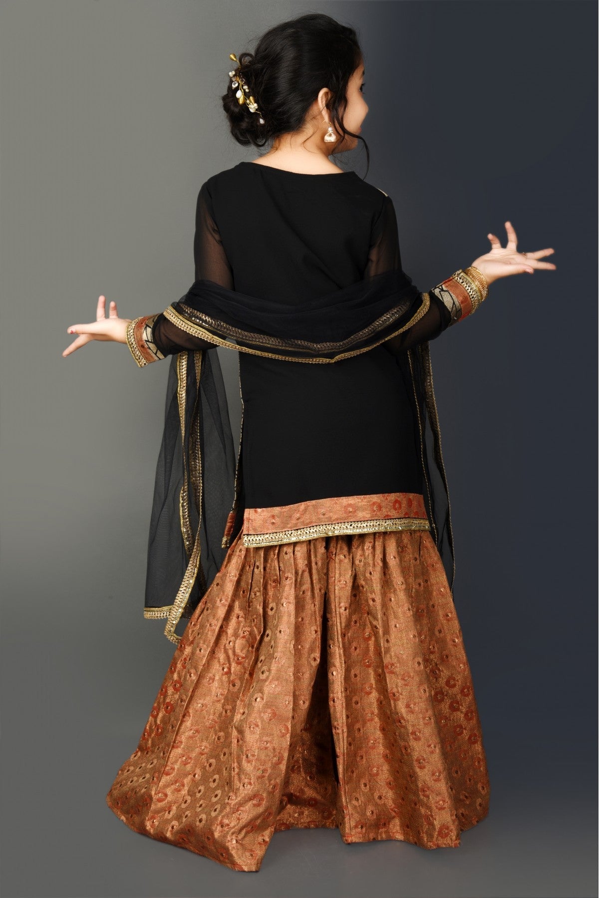 Brown Colour Brocade Embroidery Sharara Suit GW1070055 A