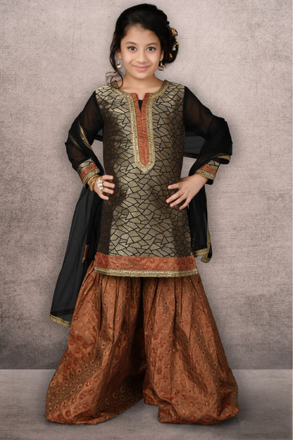 Brown Colour Brocade Embroidery Sharara Suit GW1070055