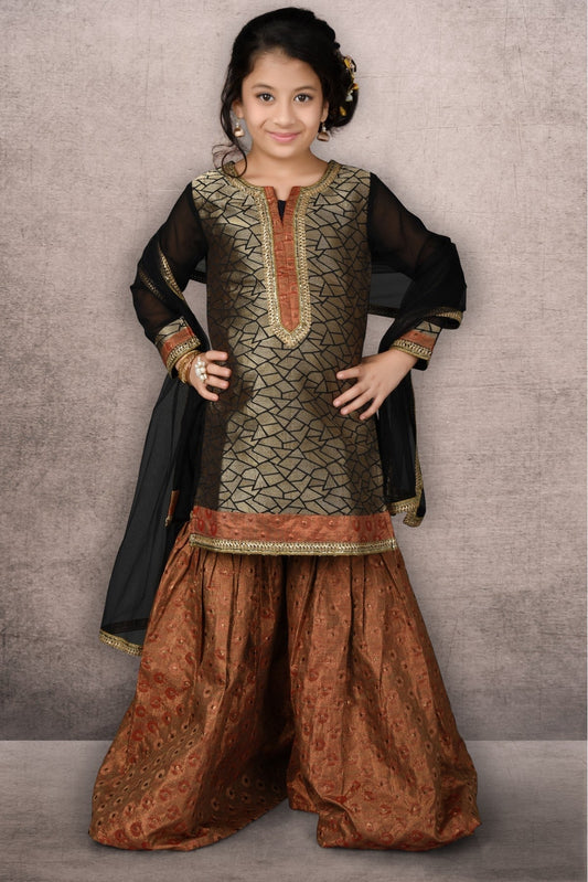 Brown Colour Brocade Embroidery Sharara Suit GW1070055