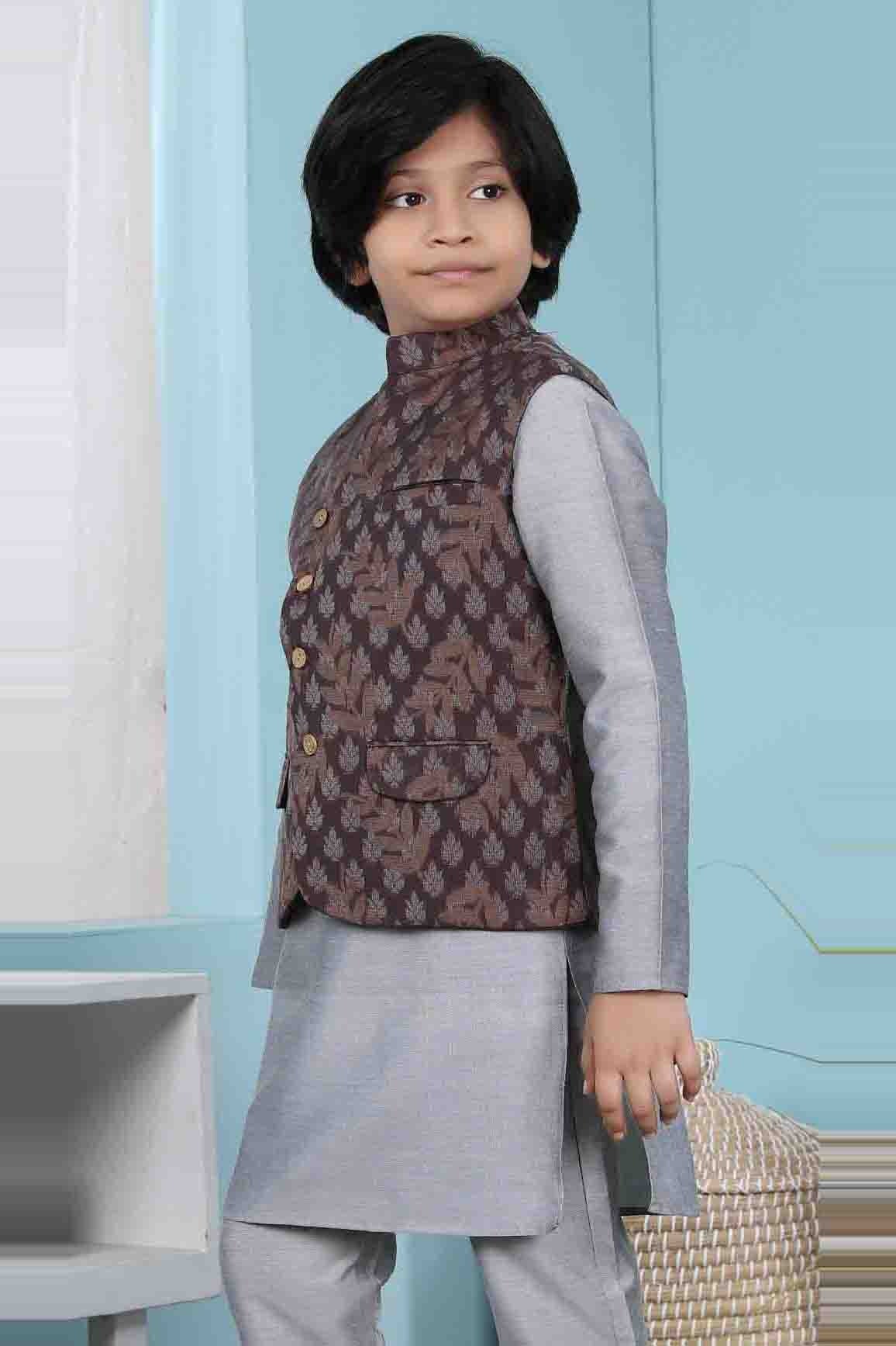 Brown Colour Chanderi Silk Jacket BW1070139 A