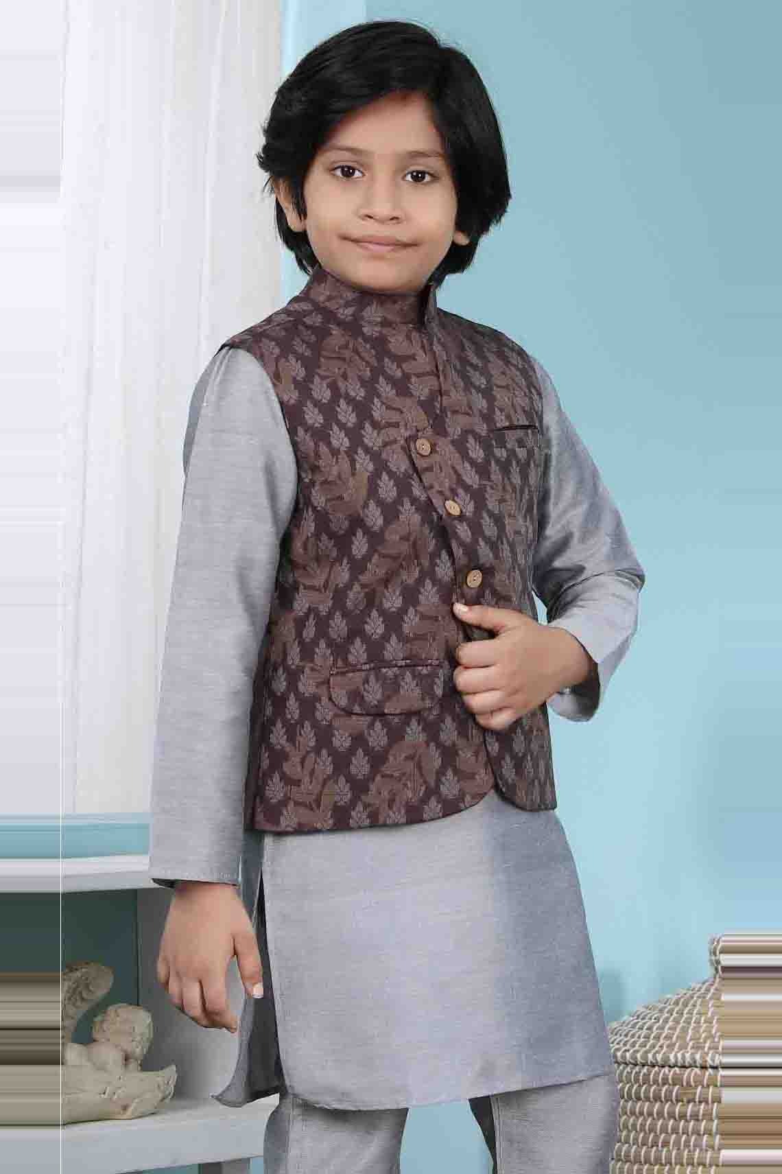 Brown Colour Chanderi Silk Jacket BW1070139 B