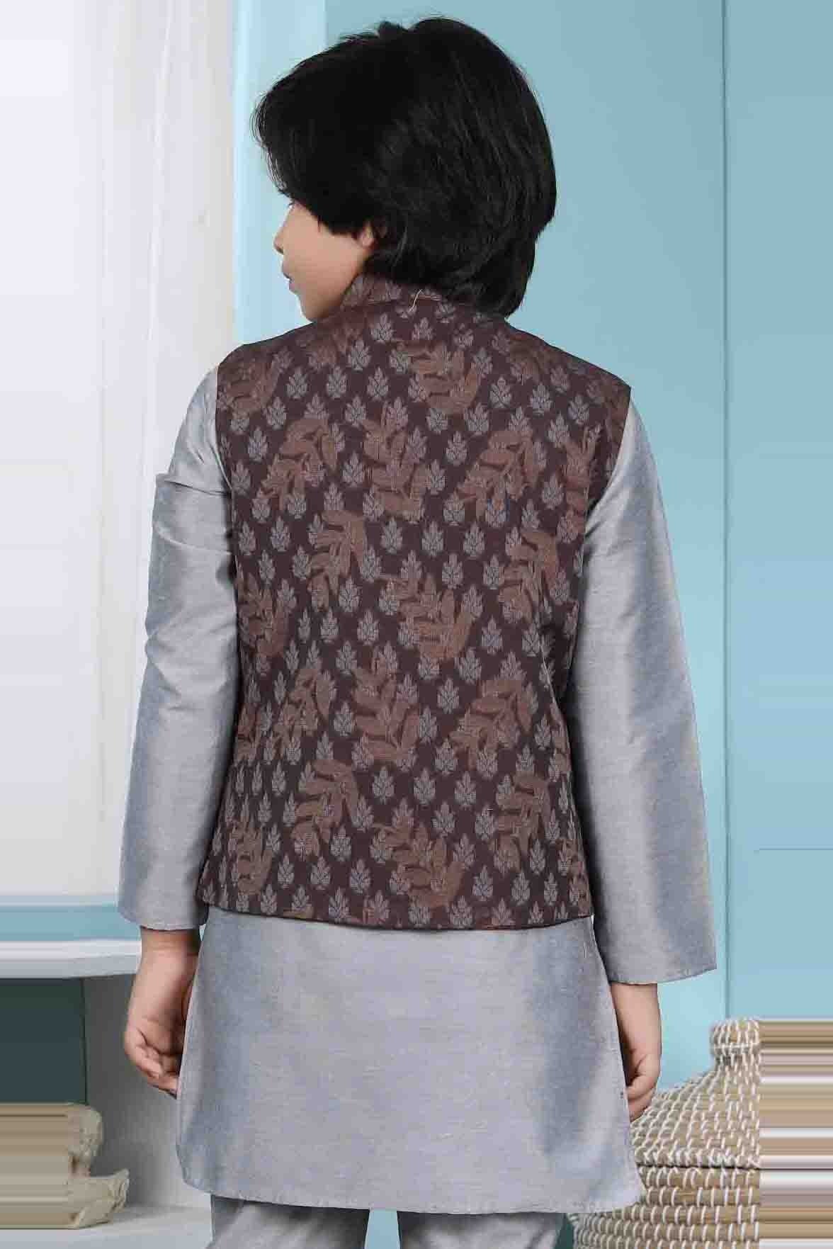 Brown Colour Chanderi Silk Jacket BW1070139 C