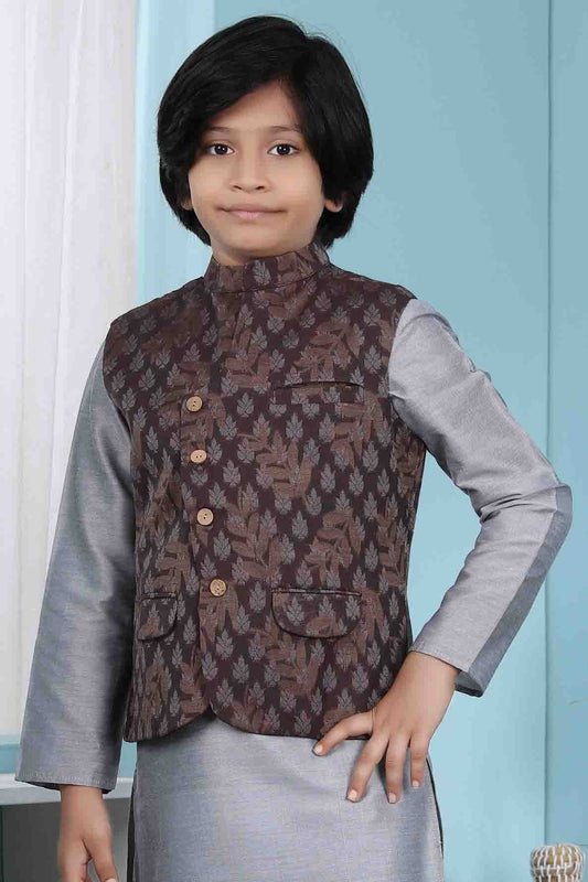 Brown Colour Chanderi Silk Jacket BW1070139