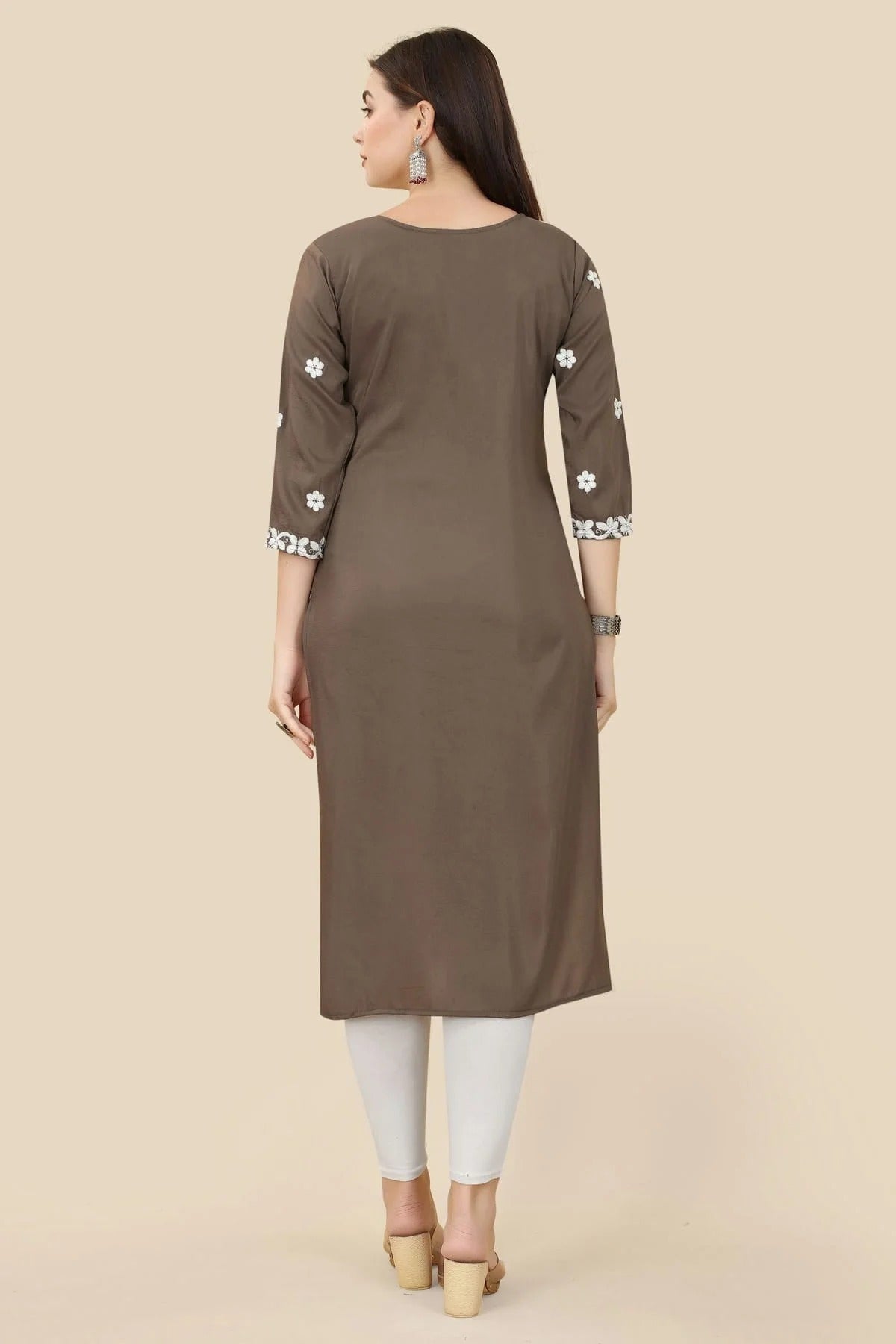Brown Colour Chinon Silk Kurti KR1111007 A