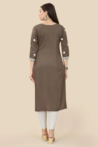 Brown Colour Chinon Silk Kurti KR1111007 A