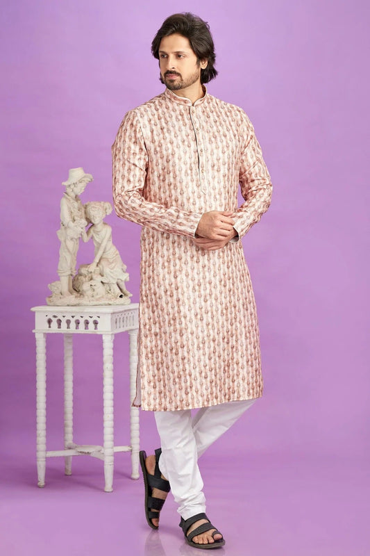 Brown Colour Cotton Pintex Work Kurta Pajama KP1230193