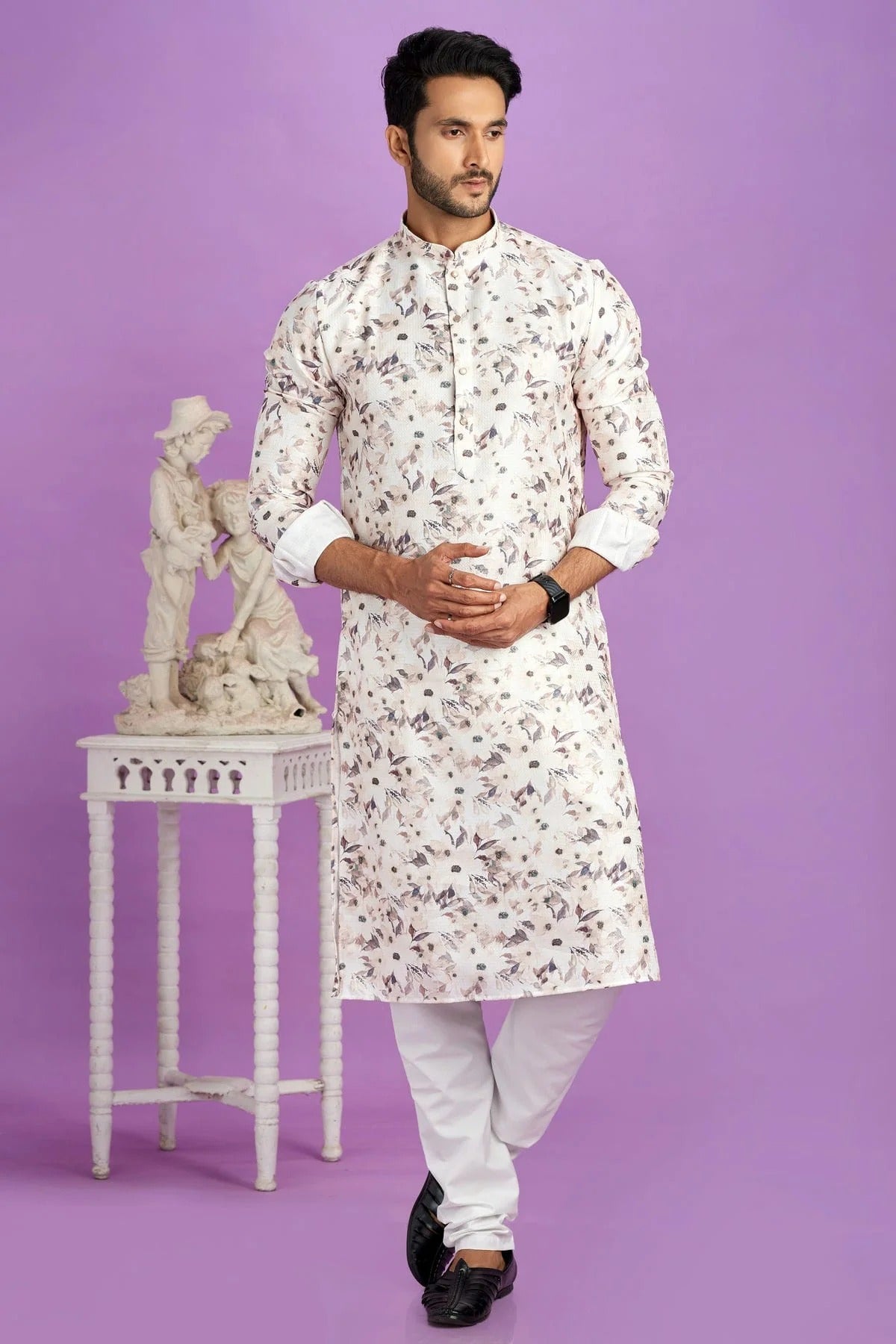 Brown Colour Cotton Pintex Work Kurta Pajama KP1230194 A