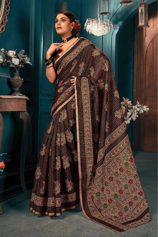 Brown Colour Cotton Printed Saree SD1100920