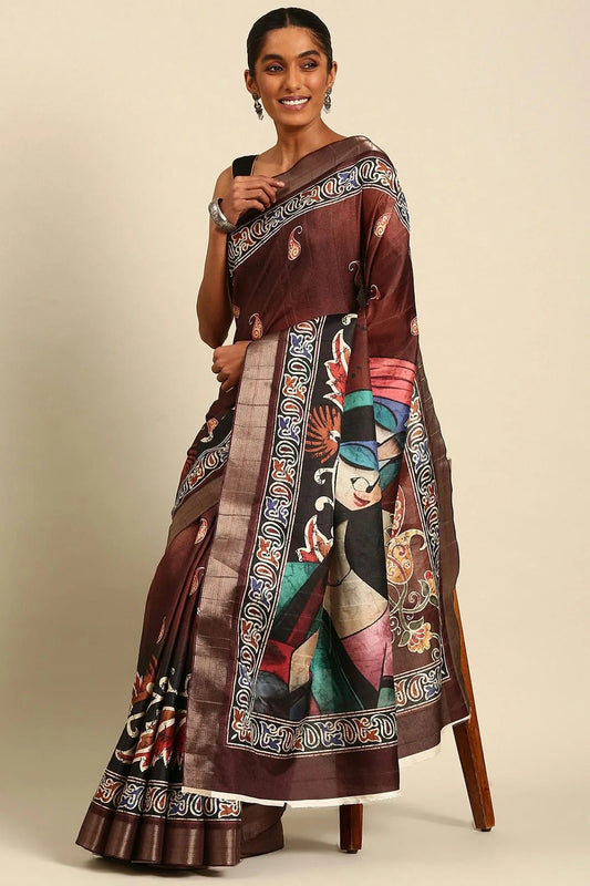 Brown Colour Cotton Printed Saree SD1102396