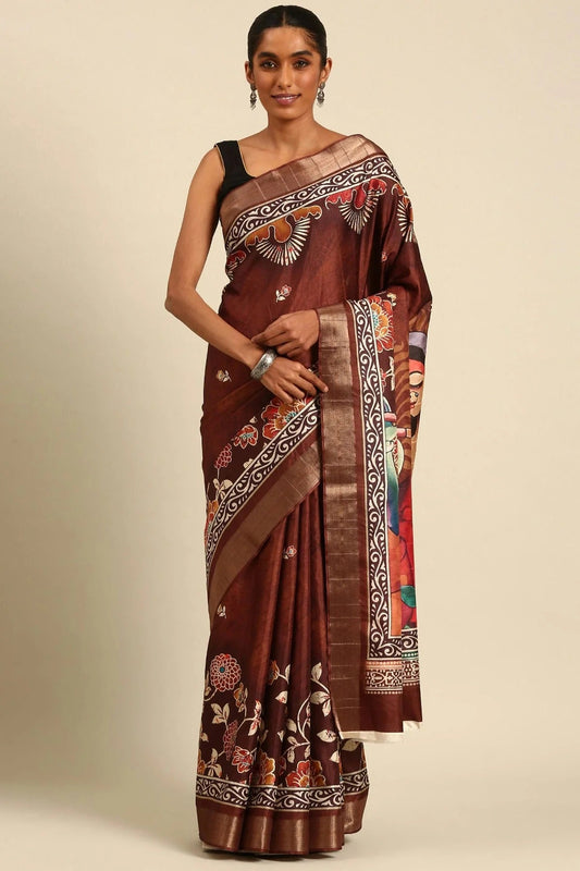 Brown Colour Cotton Printed Saree SD1102397