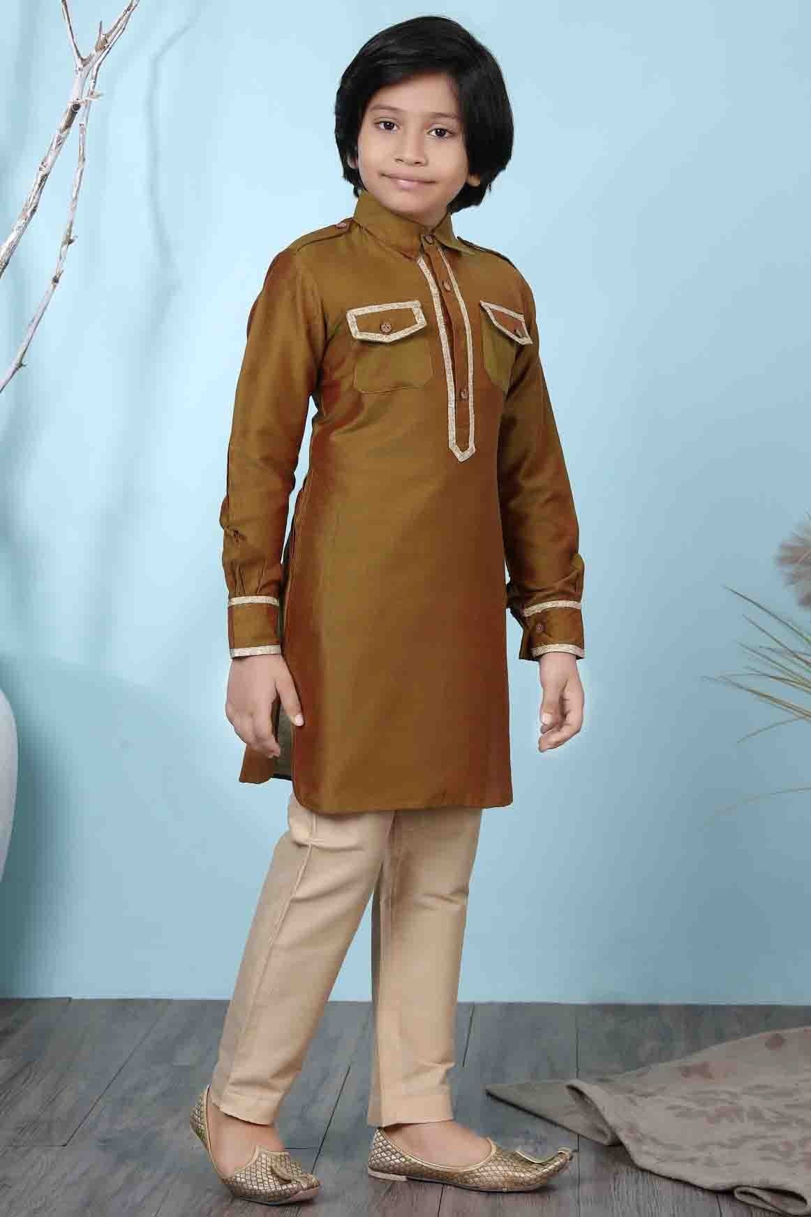 Brown Colour Cotton Silk Kurta Pajama BW1070061 A