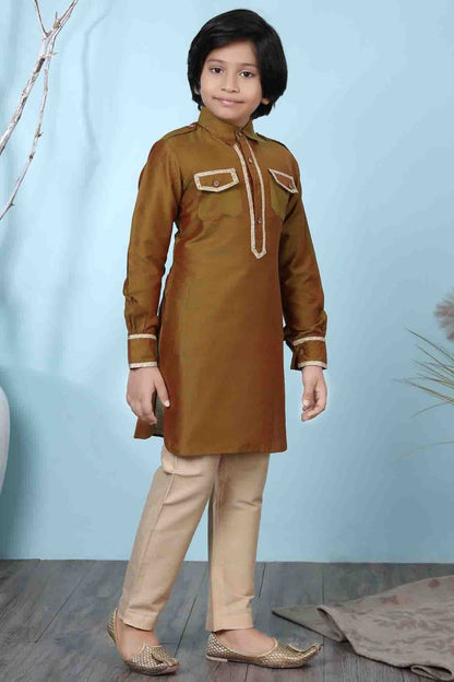 Brown Colour Cotton Silk Kurta Pajama BW1070061 A