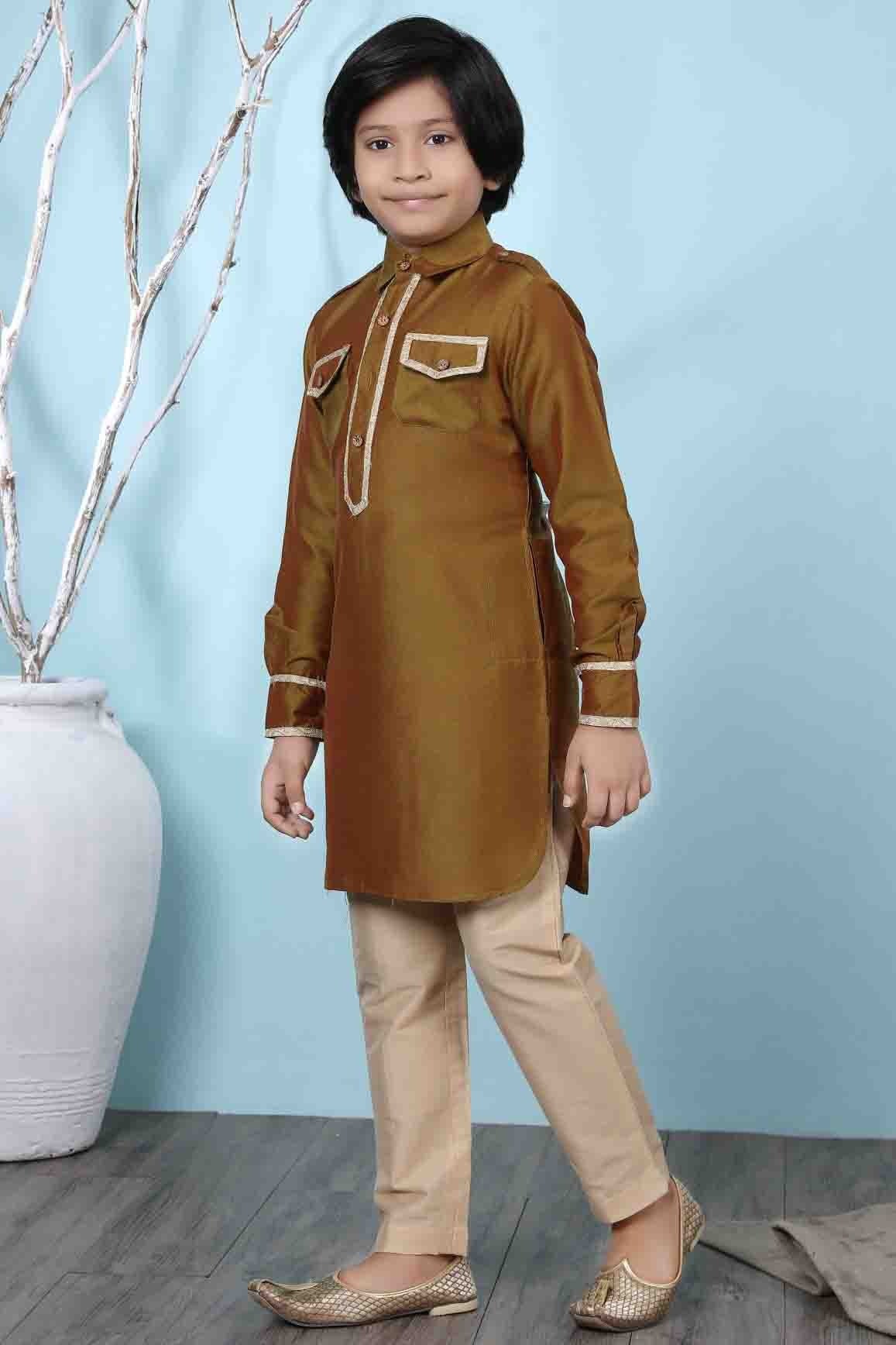 Brown Colour Cotton Silk Kurta Pajama BW1070061 B