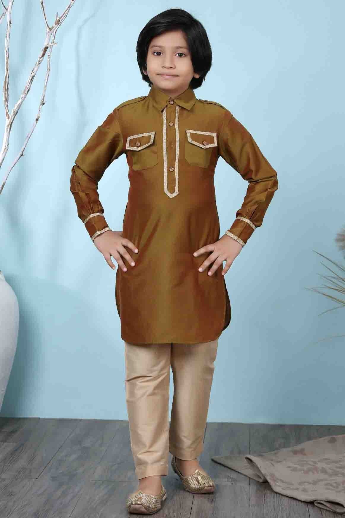 Brown Colour Cotton Silk Kurta Pajama BW1070061
