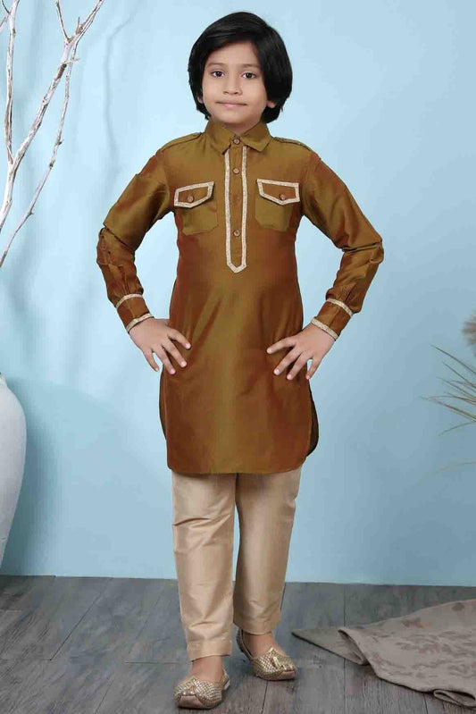 Brown Colour Cotton Silk Kurta Pajama BW1070061
