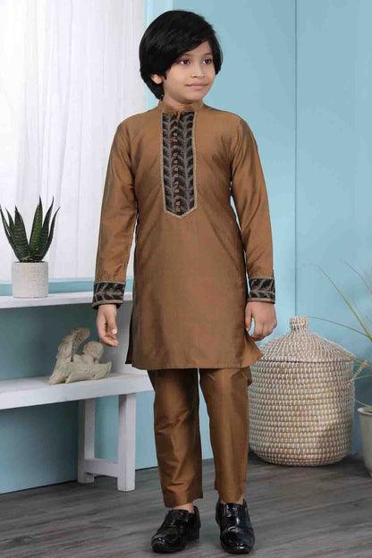 Brown Colour Cotton Silk Kurta Pajama BW1070073