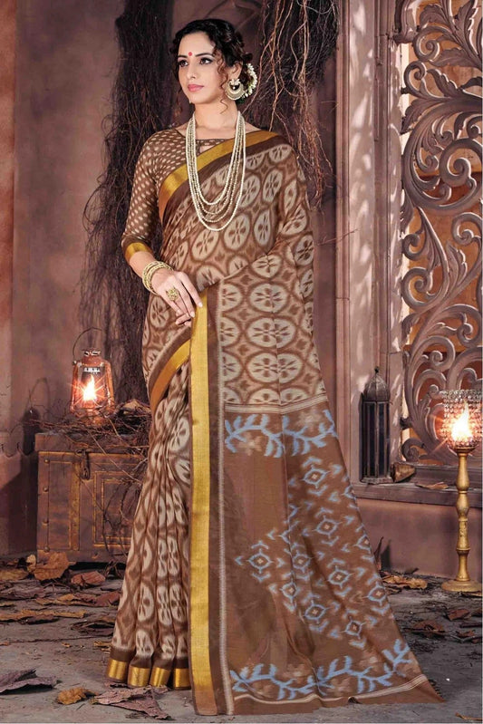 Brown Colour Cotton Traditional Saree SD1100648
