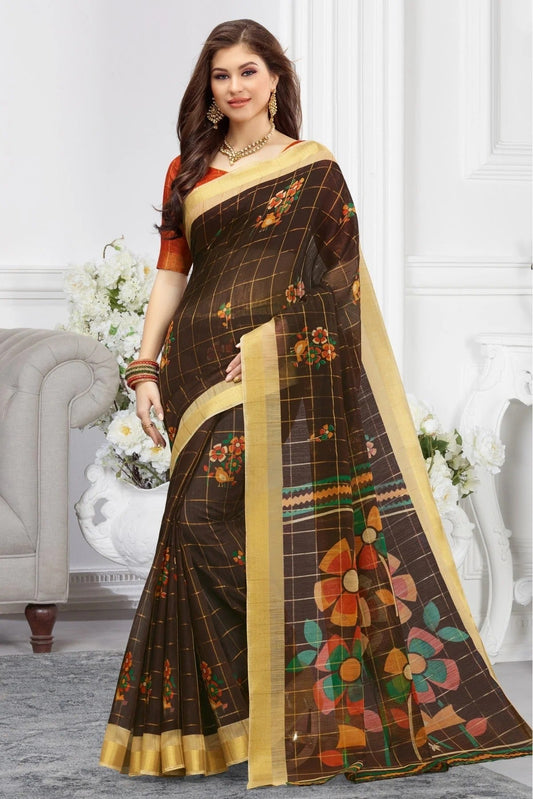 Brown Colour Cotton Traditional Saree SD1100744